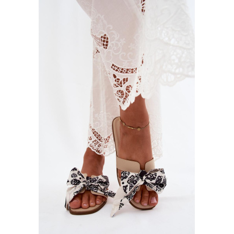 Dámske Ploché Sandále S Mašličkou Béžové Caprissa - Béžová