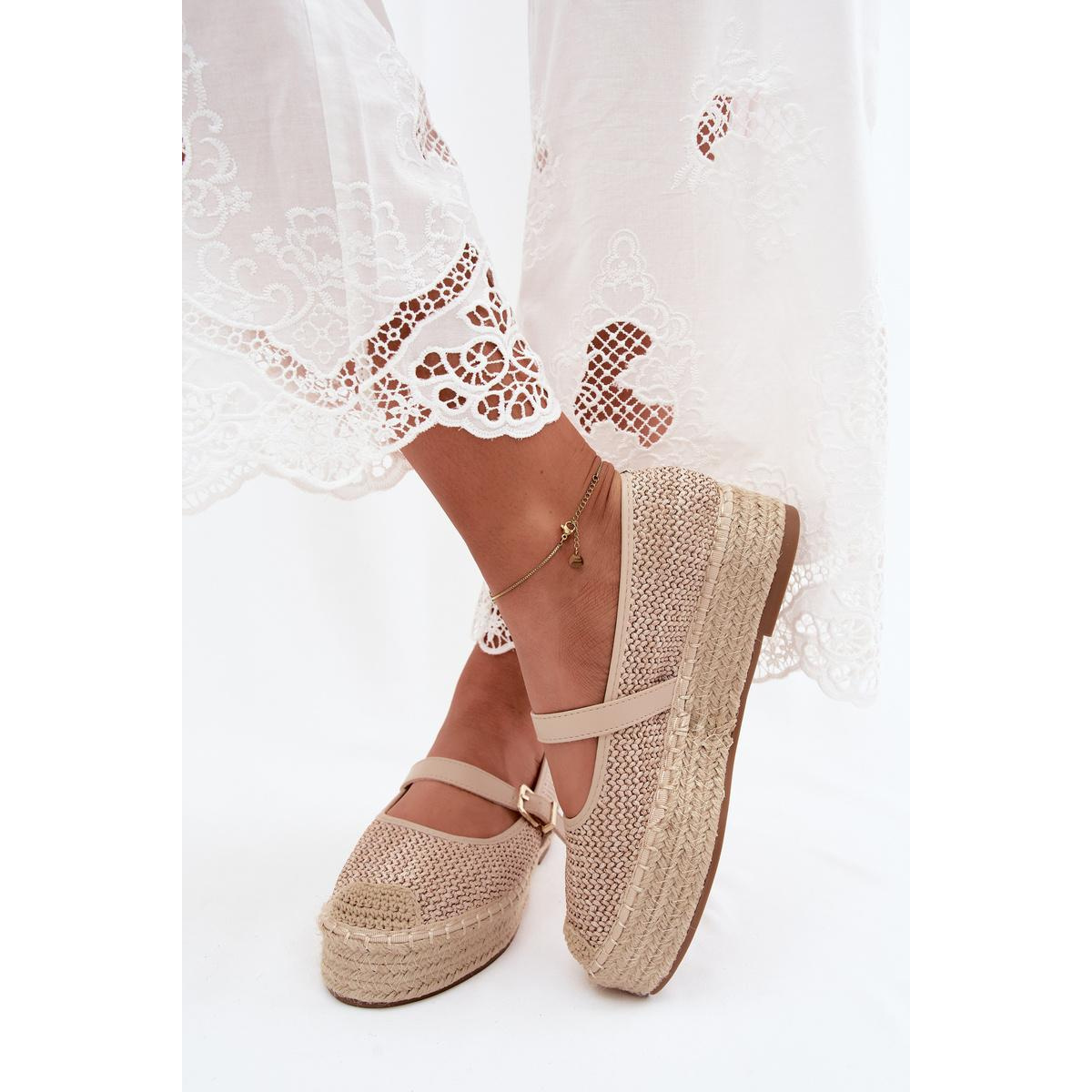 Dámske espadrily s remienkom na platforme Béžové Coastina