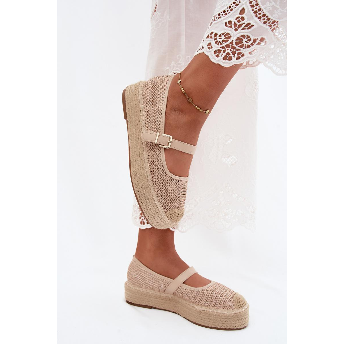 Dámske espadrily s remienkom na platforme Béžové Coastina