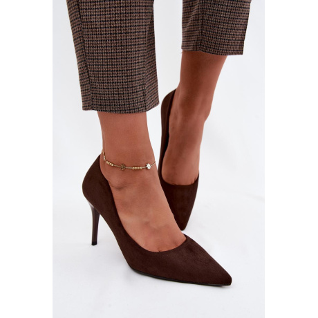 Čokoládové lodičky z umelej kože semiš Tropessa - Odtiene hnedej a béžovej