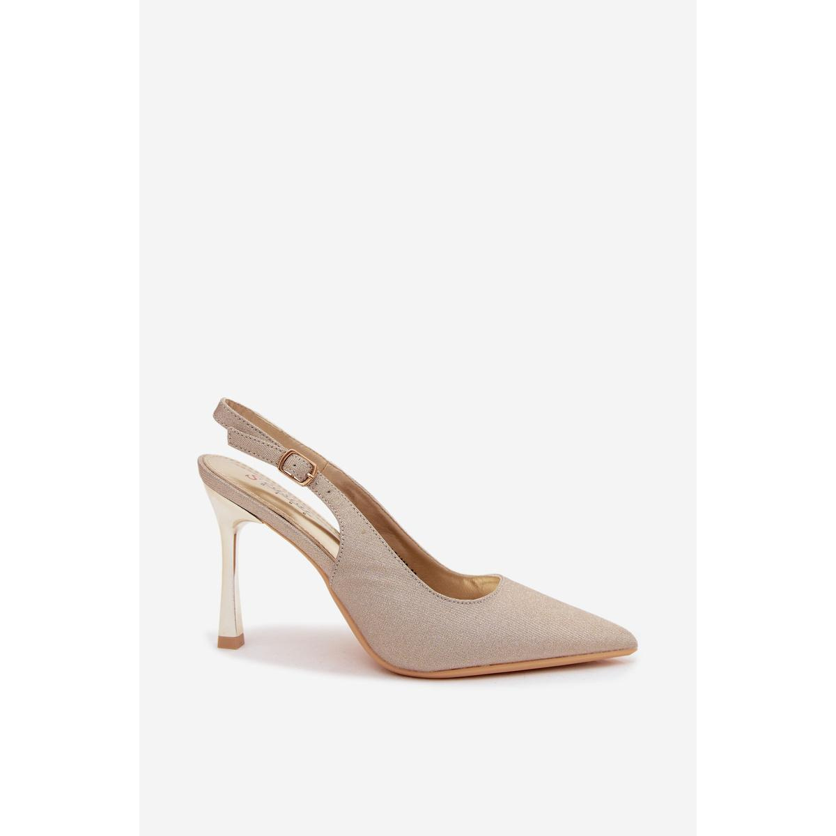 Brokatové Lodičky S Otvorenou Pätiou Zlaté Mercella - Zlatá