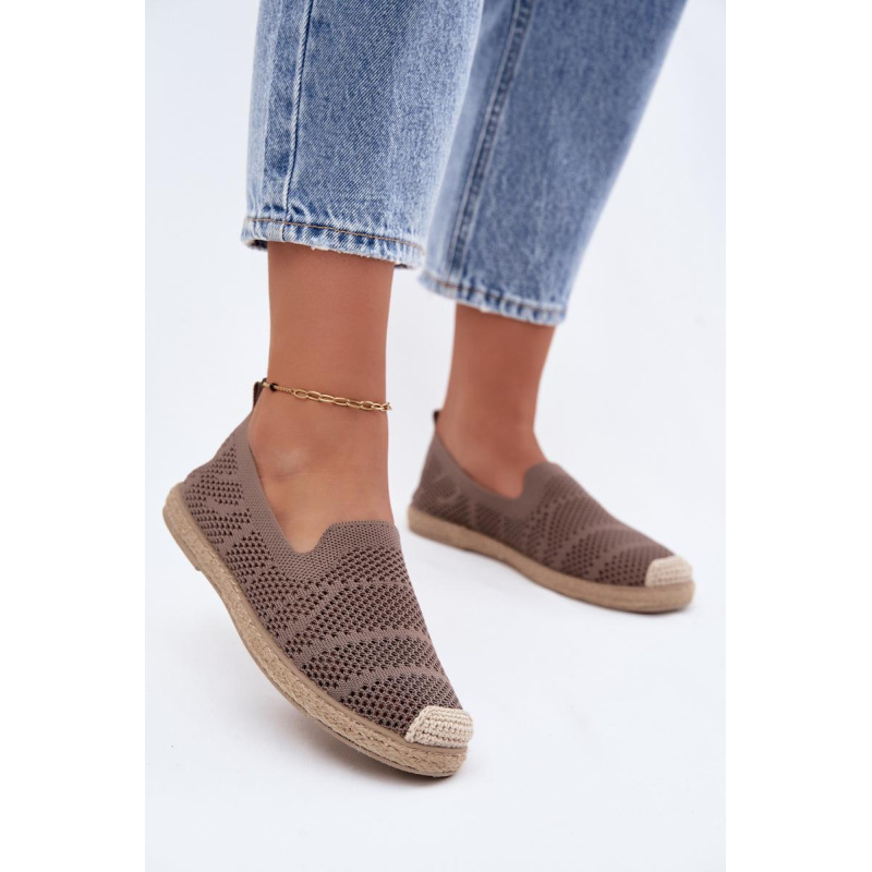 Dámske Otvorené Espadrille Textil Kaki Candessa - Béžová