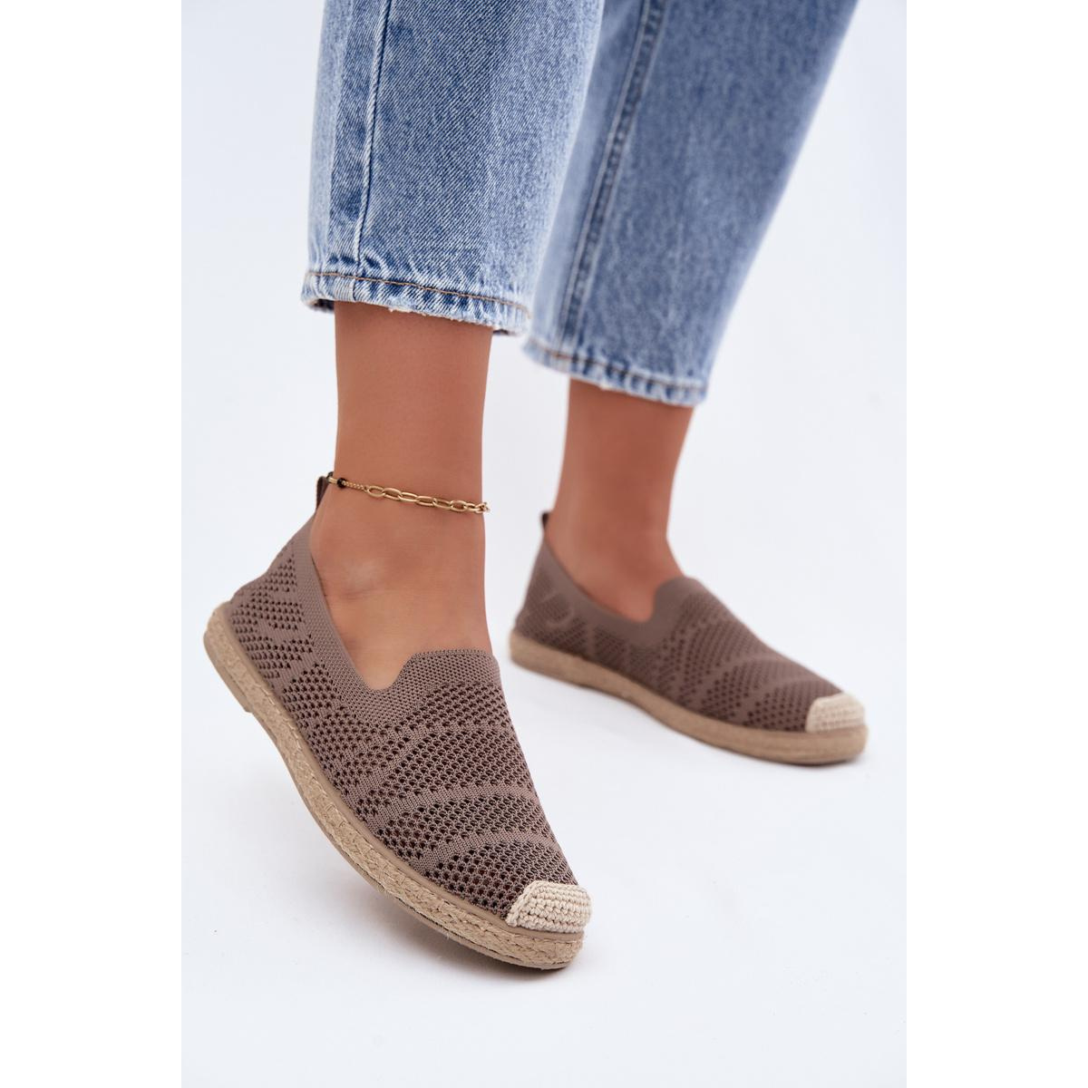 Dámske Otvorené Espadrille Textil Kaki Candessa - Béžová