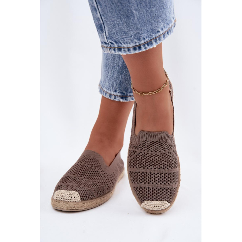 Dámske Otvorené Espadrille Textil Kaki Candessa - Béžová