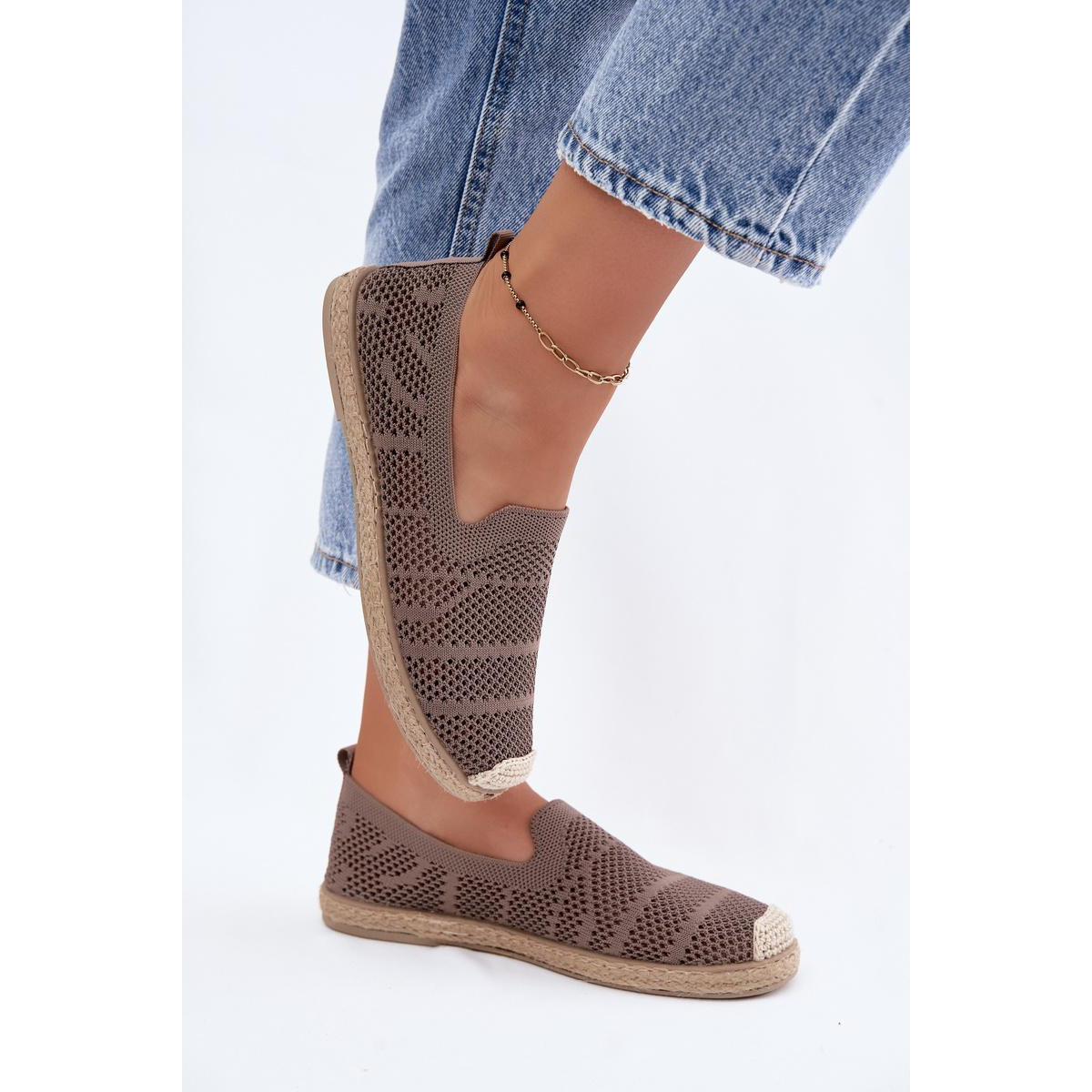 Dámske Otvorené Espadrille Textil Kaki Candessa - Béžová