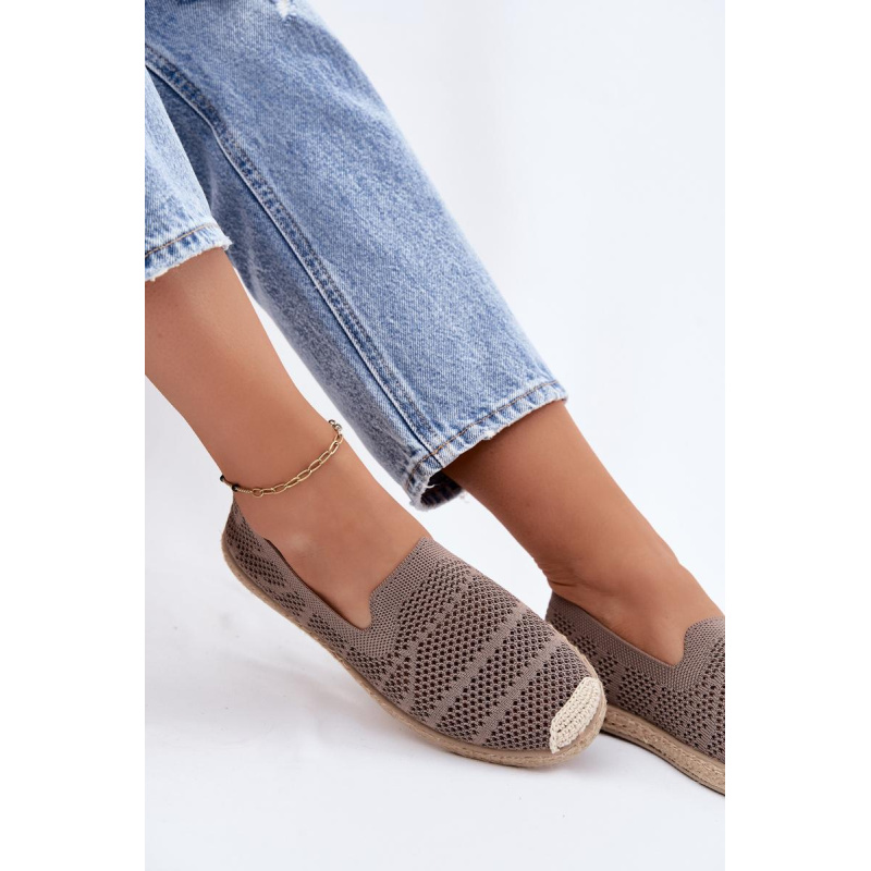 Dámske Otvorené Espadrille Textil Kaki Candessa - Béžová