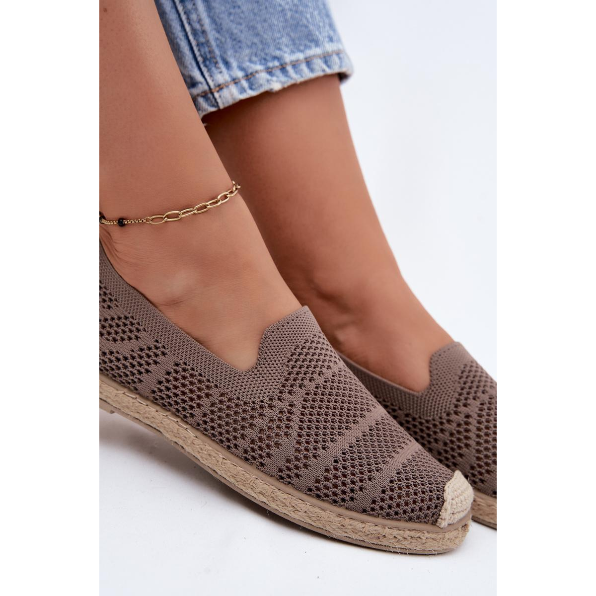 Dámske Otvorené Espadrille Textil Kaki Candessa - Béžová