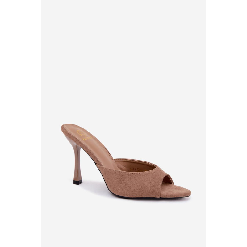 Sandále z imitácie semišu na podpätku Khaki Cherryssa - Béžová