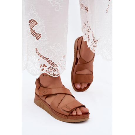 Kožené dámske platformové sandále Maciejka L4496-29 Camel - Odtiene hnedej a béžovej