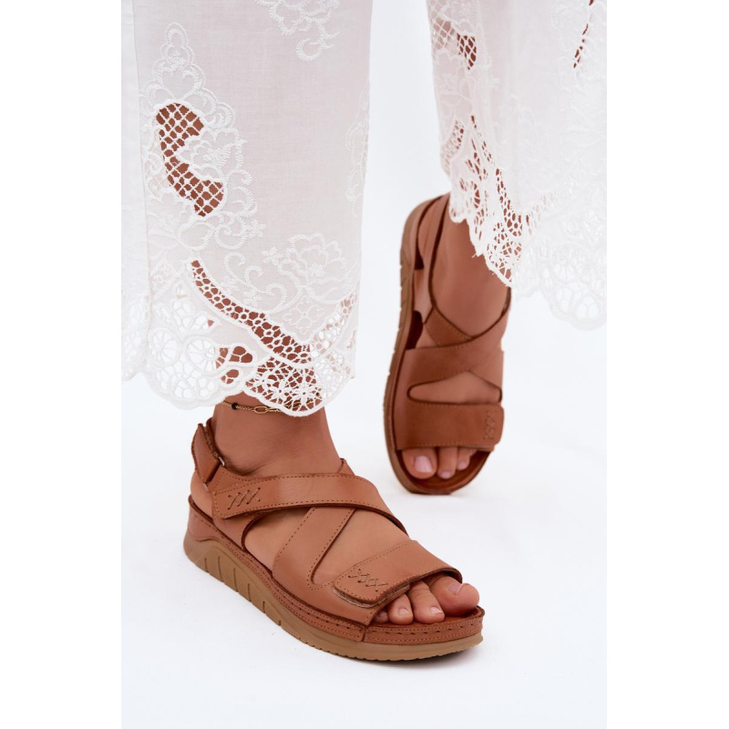 Kožené dámske platformové sandále Maciejka L4496-29 Camel - Odtiene hnedej a béžovej