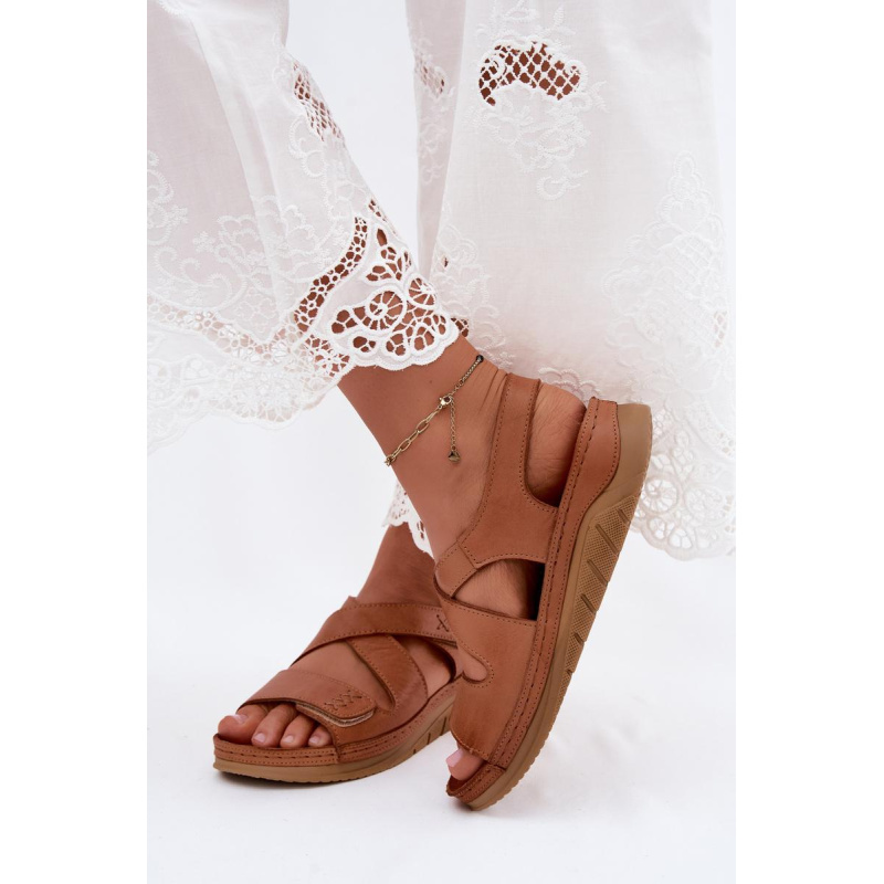 Kožené dámske platformové sandále Maciejka L4496-29 Camel - Odtiene hnedej a béžovej