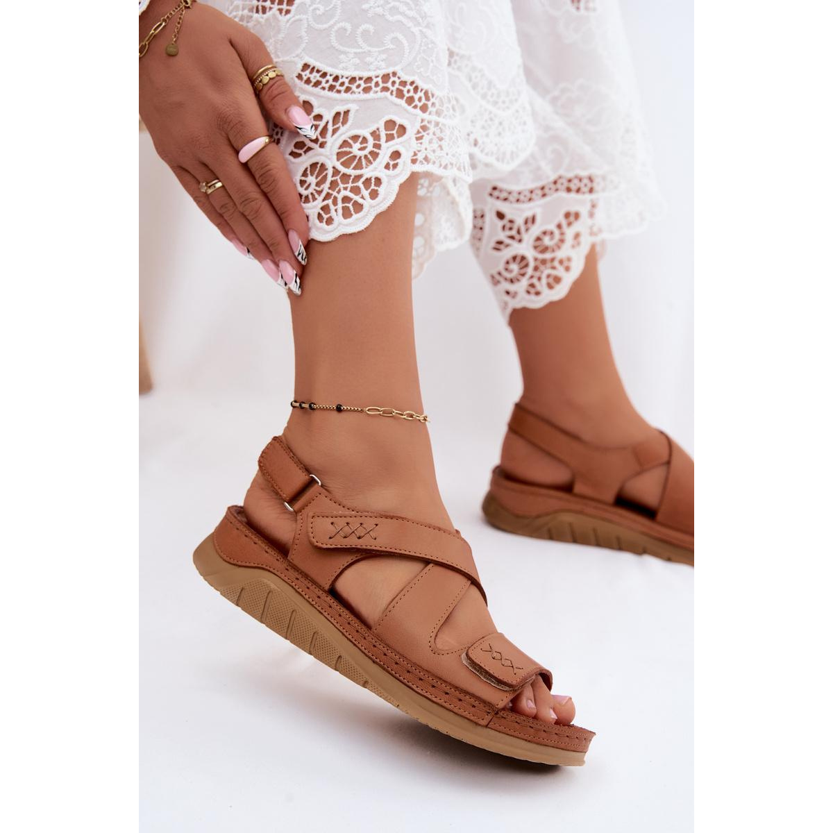 Kožené dámske platformové sandále Maciejka L4496-29 Camel - Odtiene hnedej a béžovej