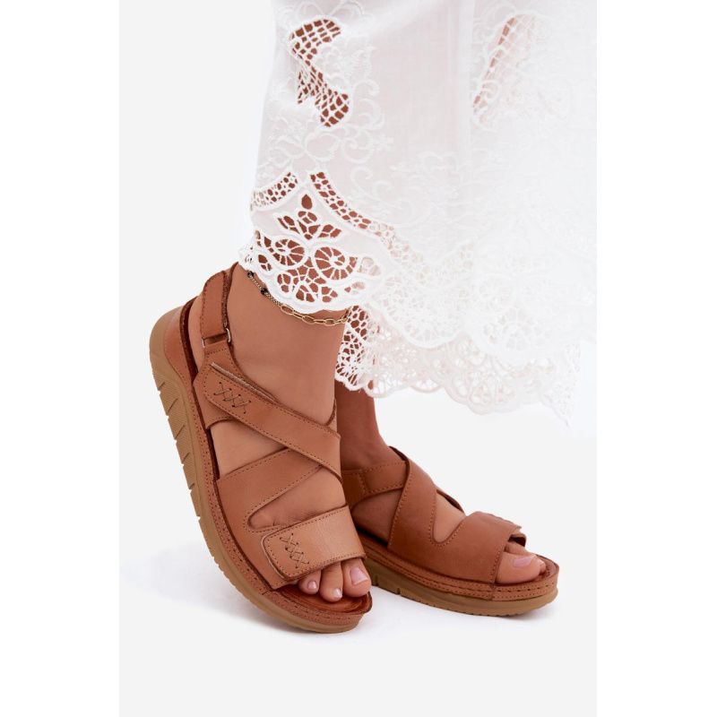 Kožené dámske platformové sandále Maciejka L4496-29 Camel - Odtiene hnedej a béžovej