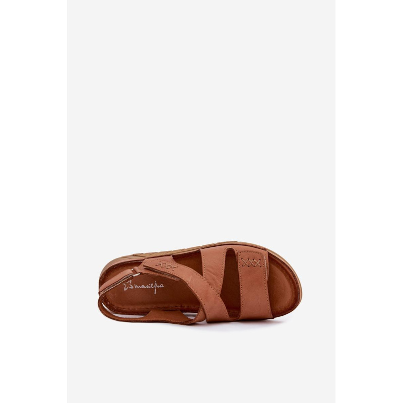 Kožené dámske platformové sandále Maciejka L4496-29 Camel - Odtiene hnedej a béžovej