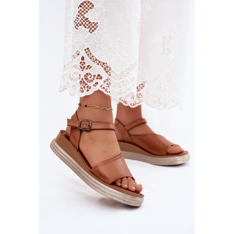 Kožené dámske platformové sandále Maciejka L7629-29 Camel - Odtiene ružovej