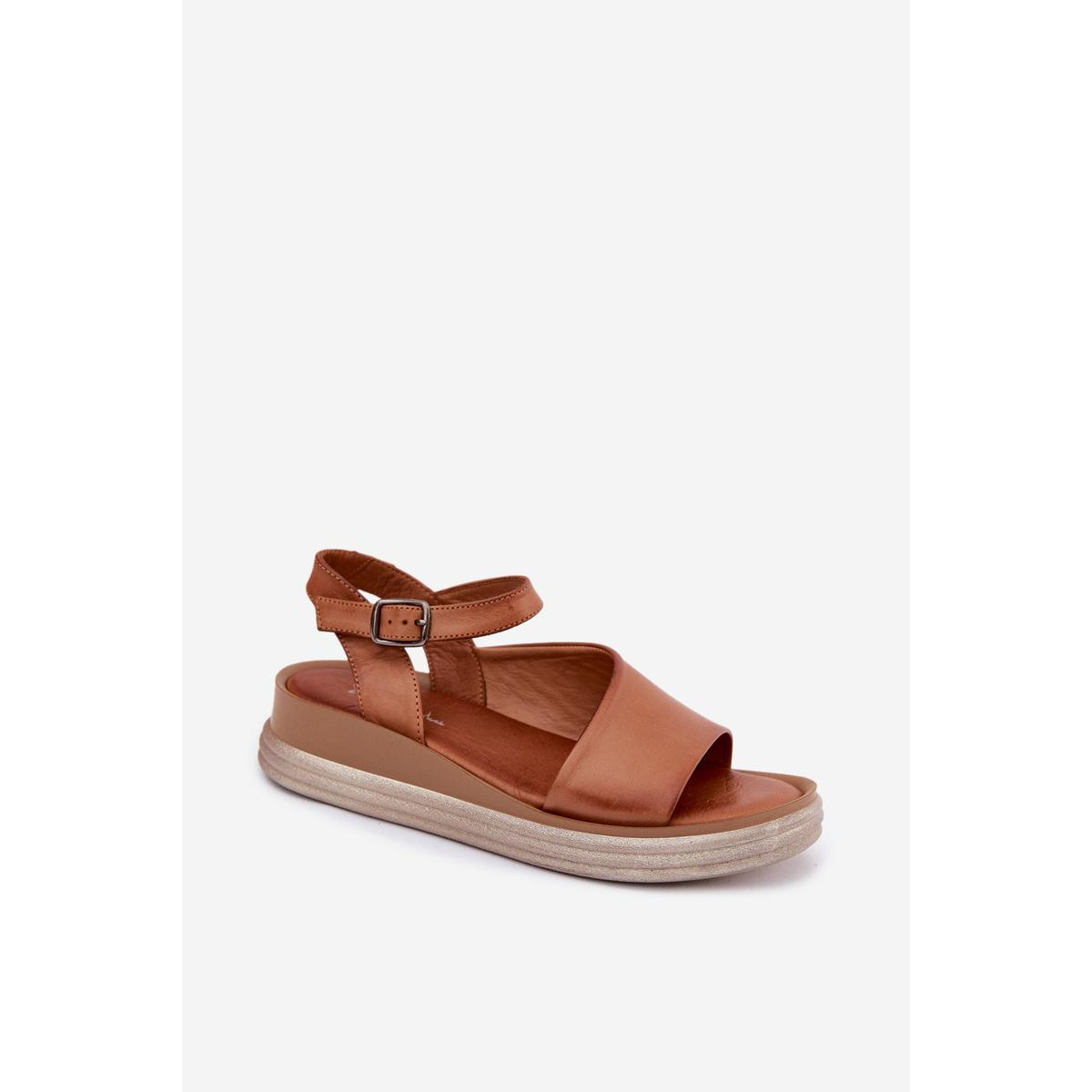 Kožené dámske platformové sandále Maciejka L7629-29 Camel - Odtiene ružovej