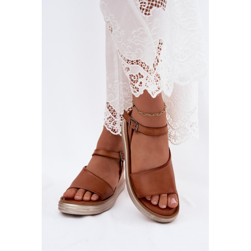 Kožené dámske platformové sandále Maciejka L7629-29 Camel - Odtiene ružovej