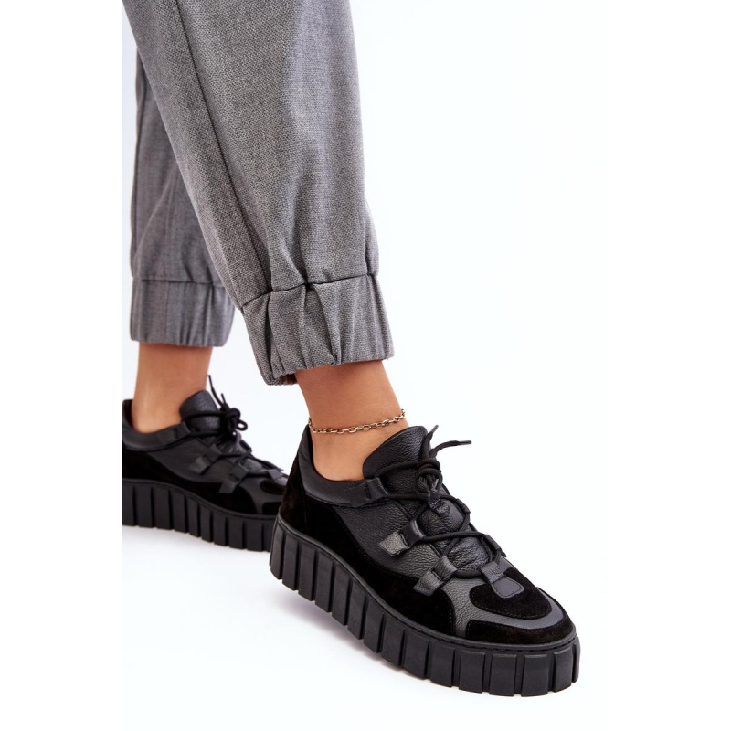 Dámske kožené športové topánky na platforme M01/1 Zazoo Black