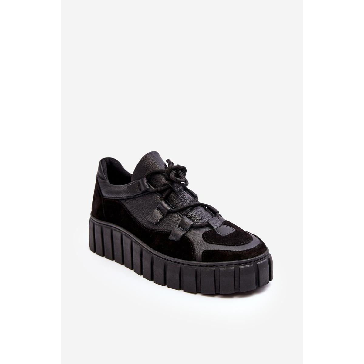 Dámske kožené športové topánky na platforme M01/1 Zazoo Black