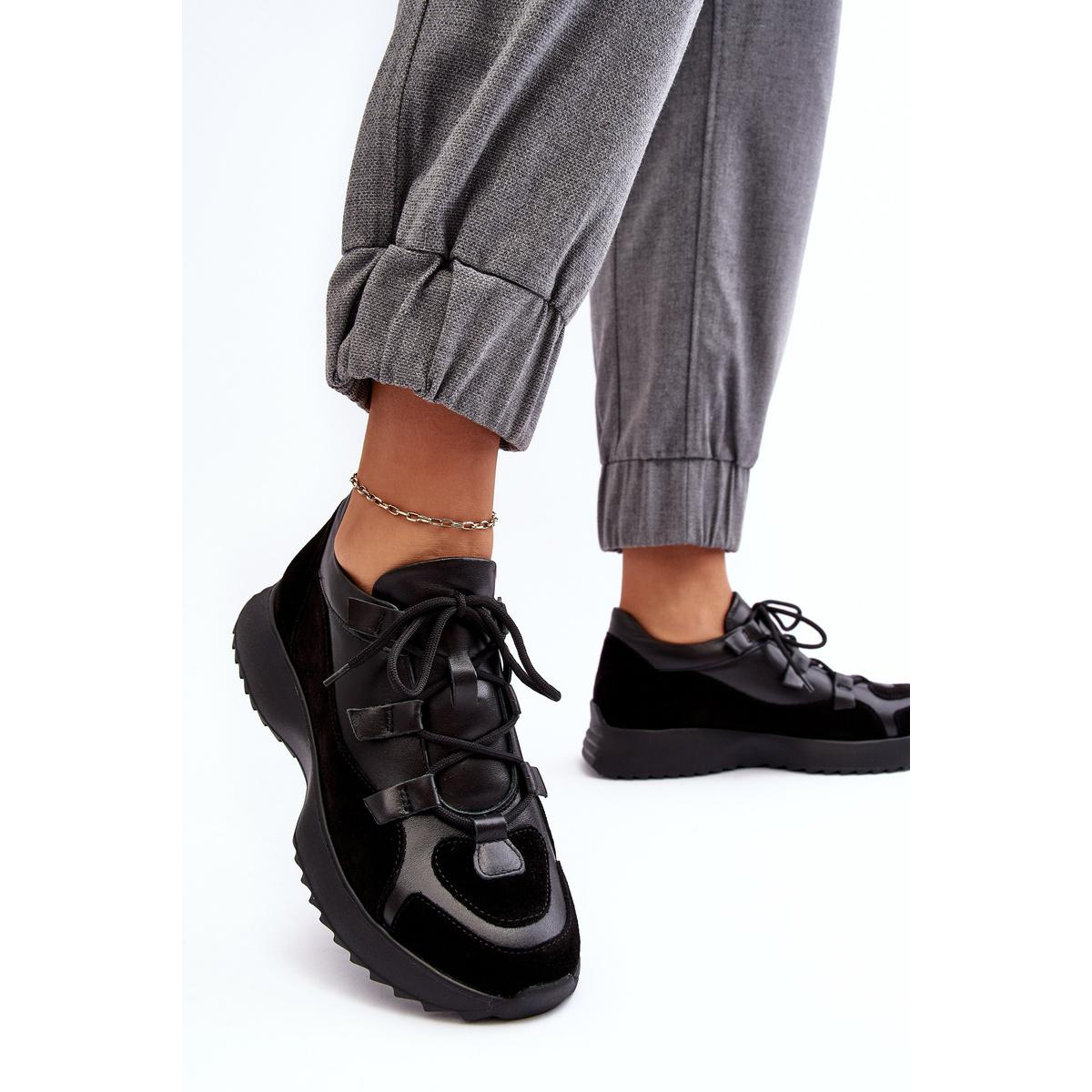 Dámske kožené športové topánky M01/2 Zazoo Black - Čierna