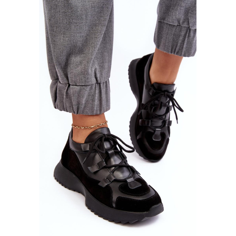 Dámske kožené športové topánky M01/2 Zazoo Black - Čierna