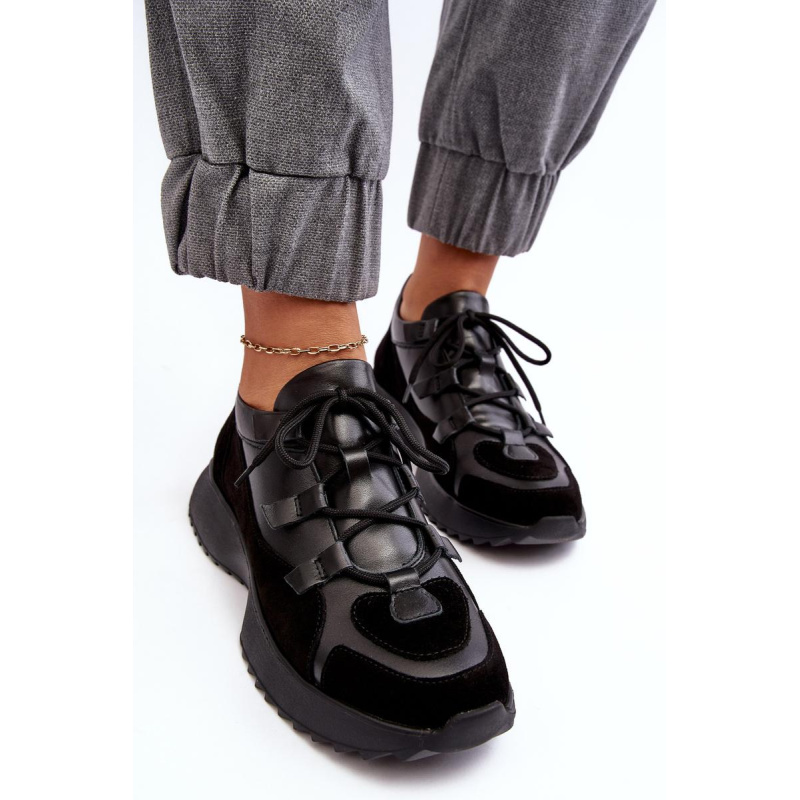 Dámske kožené športové topánky M01/2 Zazoo Black - Čierna
