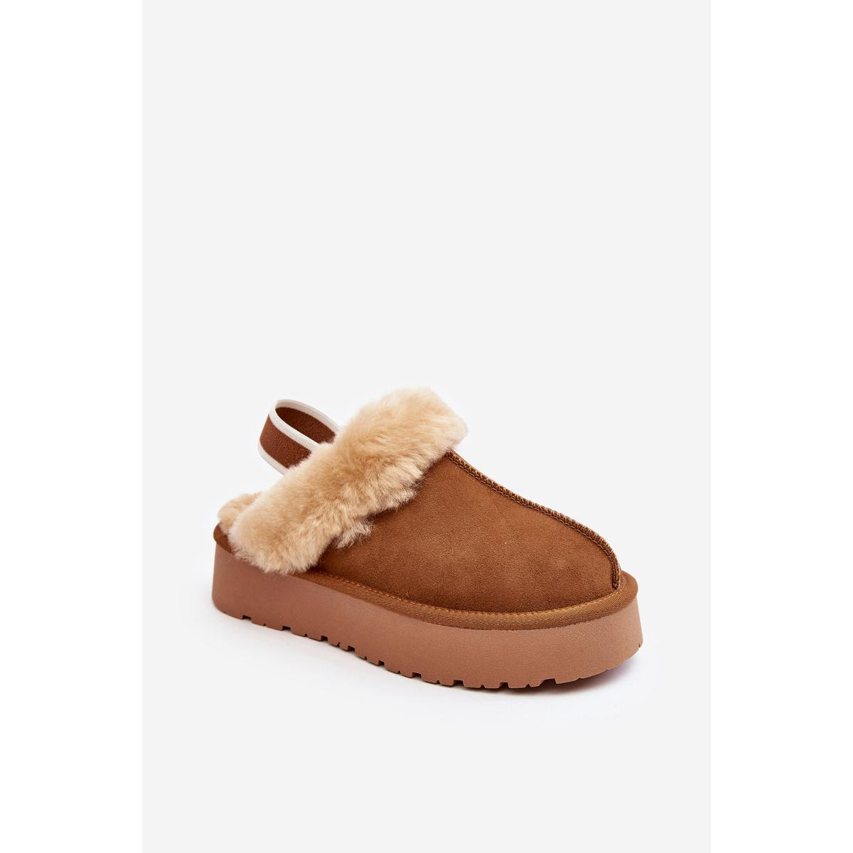 Kožené Semišové Papuče Dámske Na Platforme S Kožušinou Camel Sophienne - Odtiene hnedej a béžovej