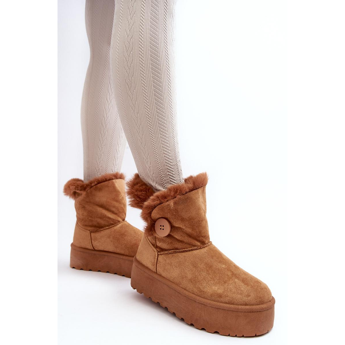 Dámske snehové topánky na plošine s kožušinou Camel Wikas - Odtiene hnedej a béžovej