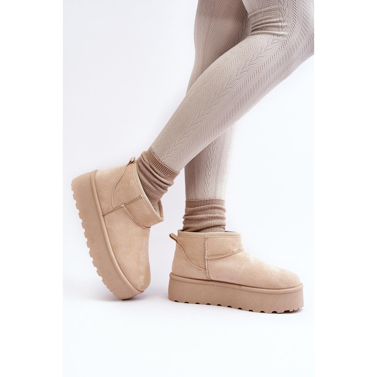 Dámske snehové topánky na platforme Light Beige Mennja - Béžová