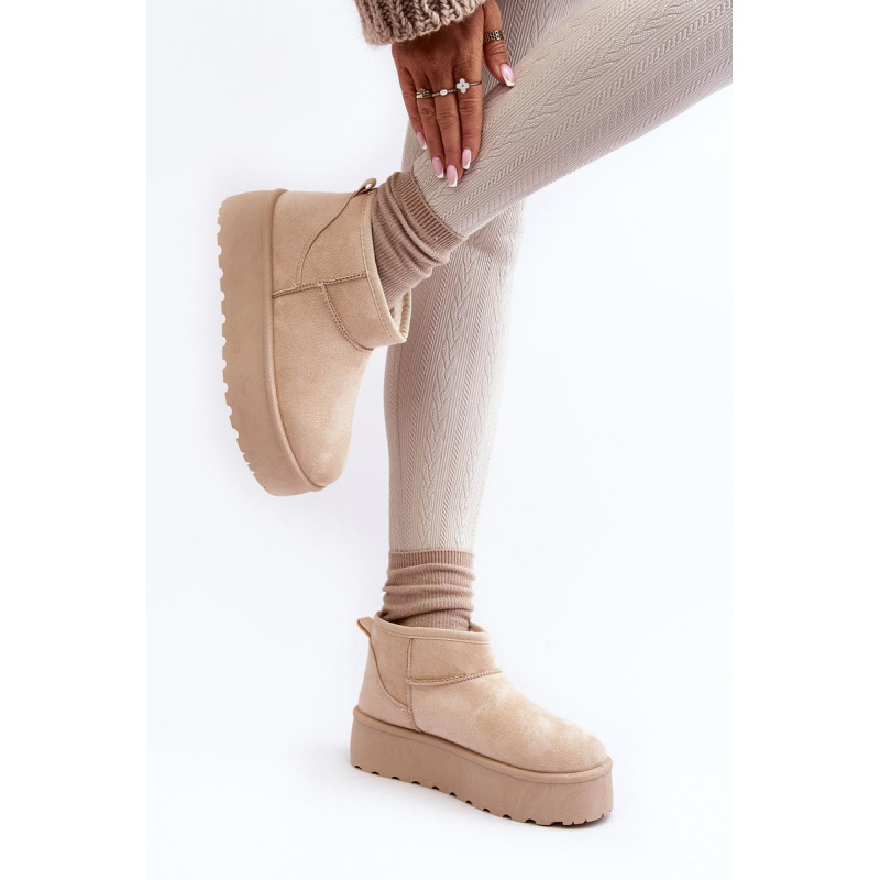 Dámske snehové topánky na platforme Light Beige Mennja - Béžová
