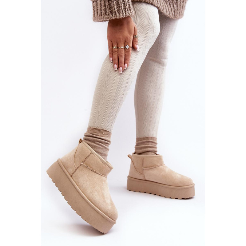 Dámske snehové topánky na platforme Light Beige Mennja - Béžová