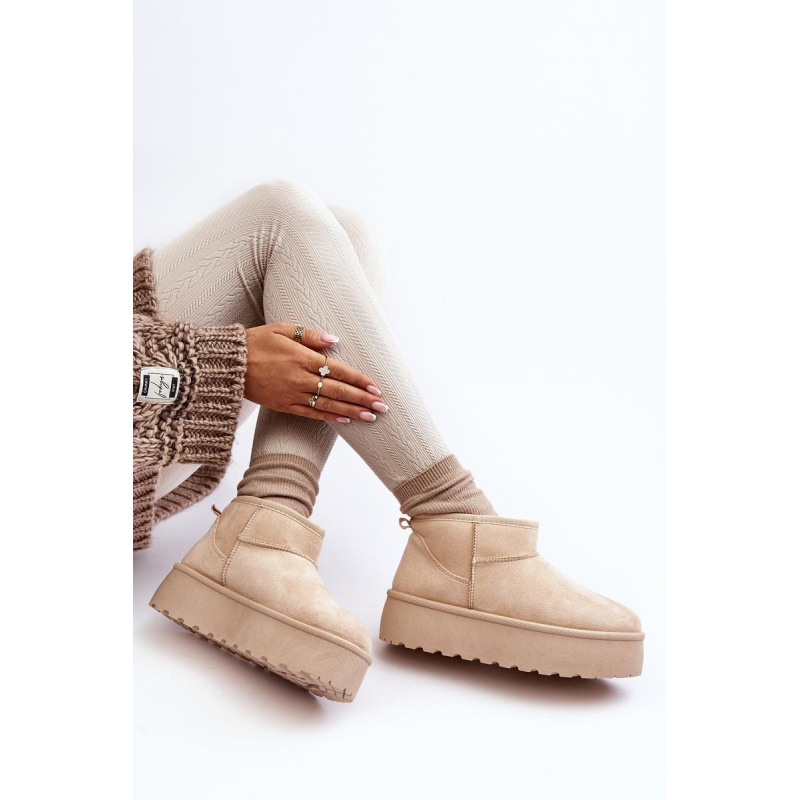 Dámske snehové topánky na platforme Light Beige Mennja - Béžová