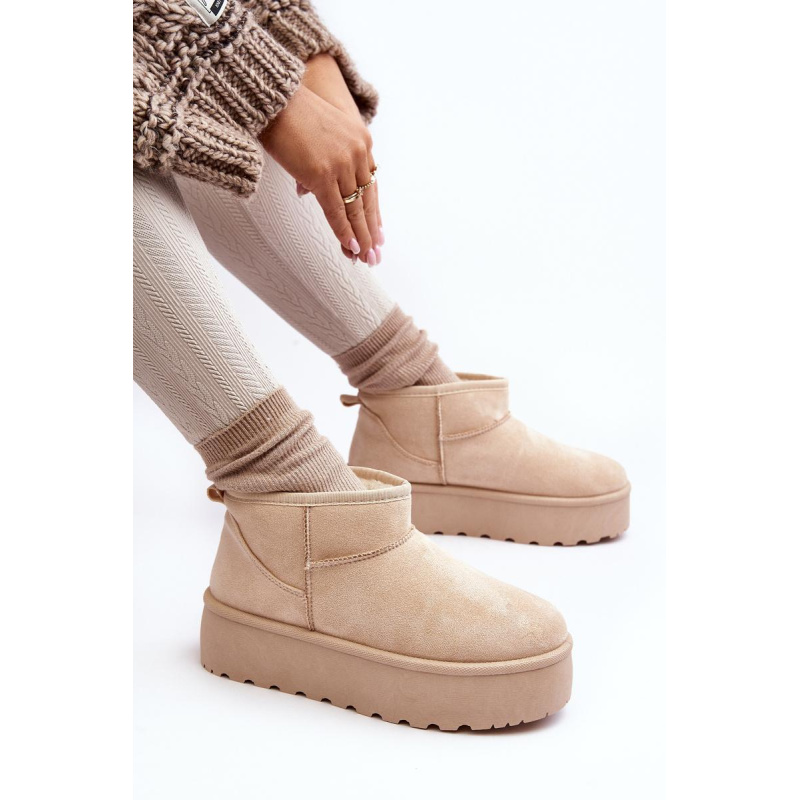 Dámske snehové topánky na platforme Light Beige Mennja - Béžová