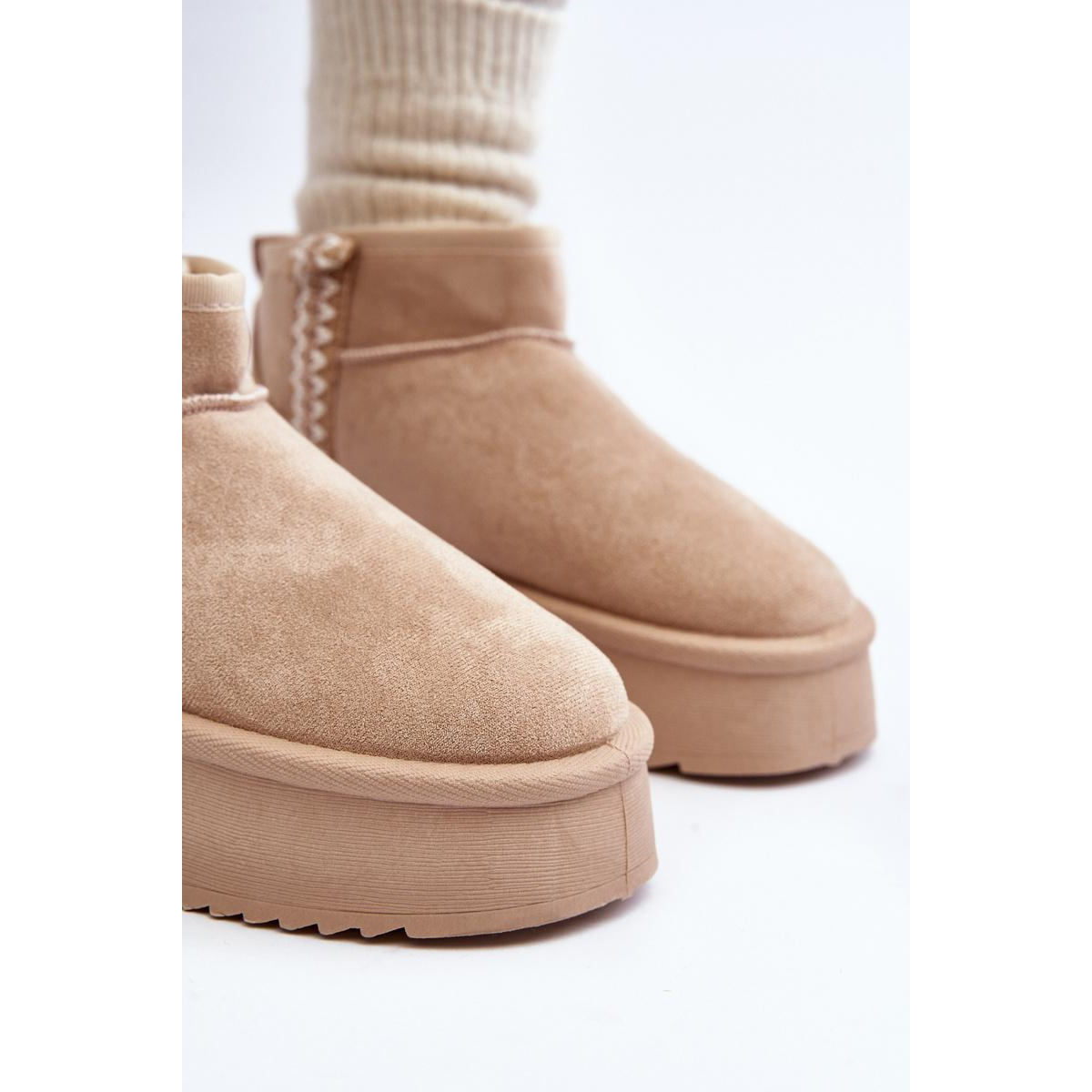 Bežové vzorované snehule na platforme Udra - Béžová