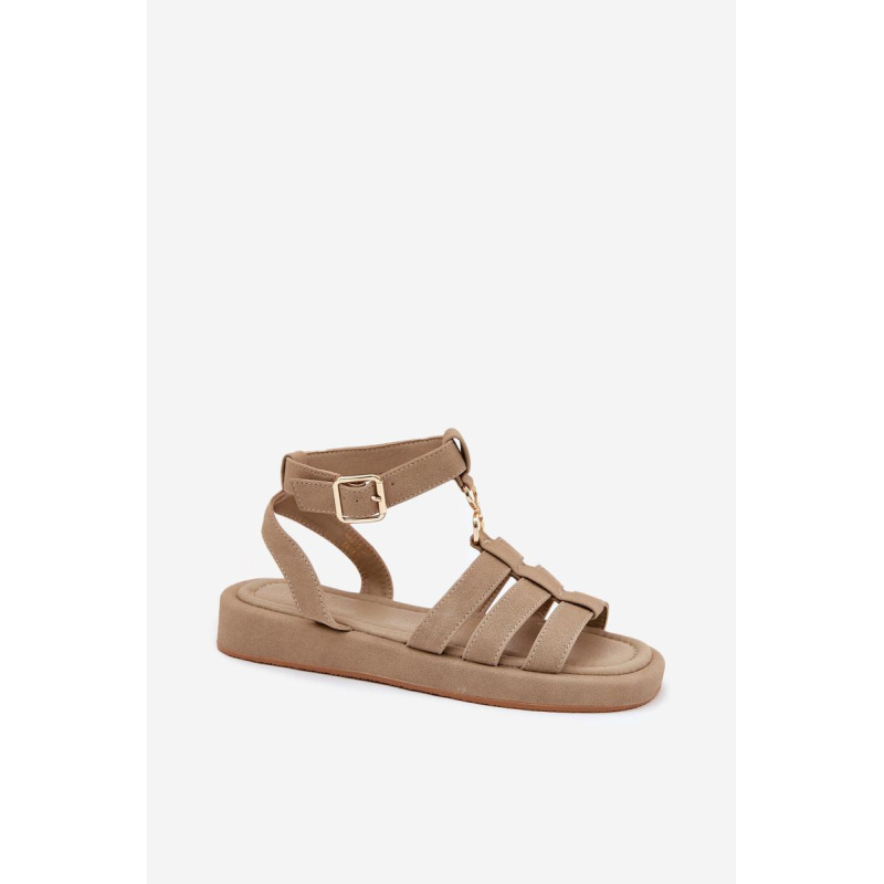 Dámske Sandále Na Platforme So Zlatým Detailom Khaki Kartia - Béžová