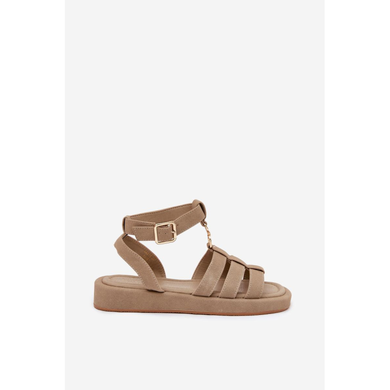 Dámske Sandále Na Platforme So Zlatým Detailom Khaki Kartia - Béžová