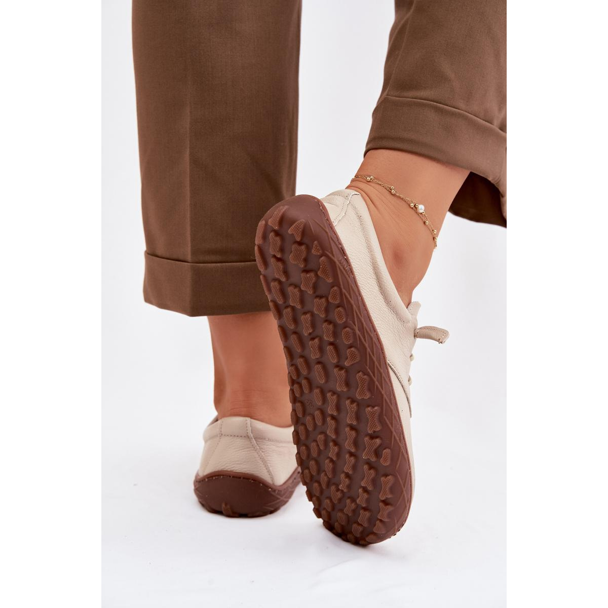 Kožené dámske mokasínky Barefoot Zazoo 10189 Béžové - Béžová