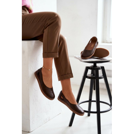 Kožené baleríny Barefoot Zazoo 10217 Čokoládové - Odtiene hnedej a béžovej