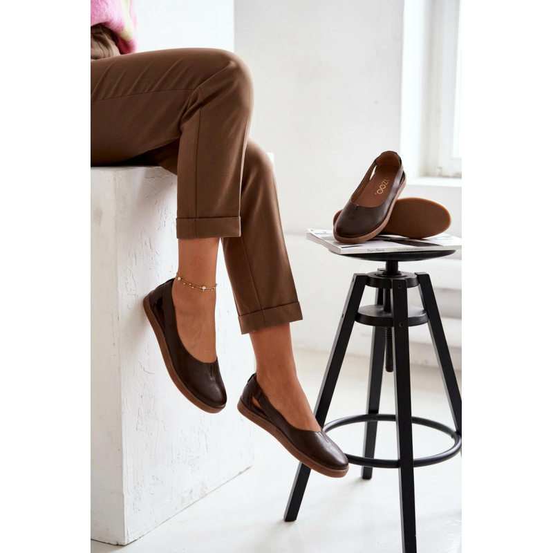 Kožené baleríny Barefoot Zazoo 10217 Čokoládové - Odtiene hnedej a béžovej