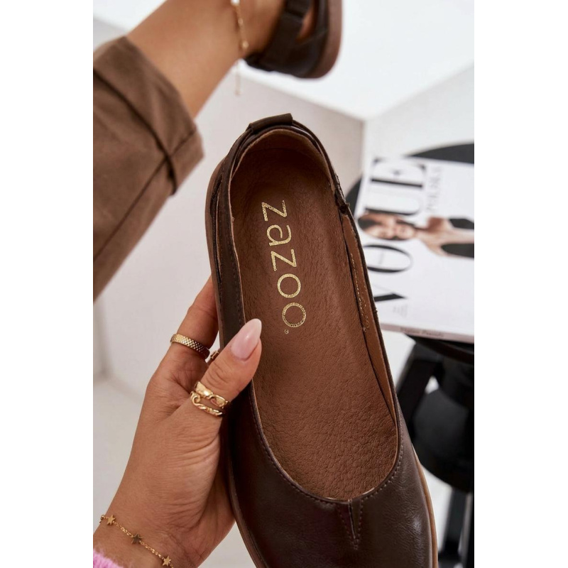 Kožené baleríny Barefoot Zazoo 10217 Čokoládové - Odtiene hnedej a béžovej