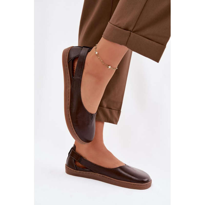 Kožené baleríny Barefoot Zazoo 10217 Čokoládové - Odtiene hnedej a béžovej