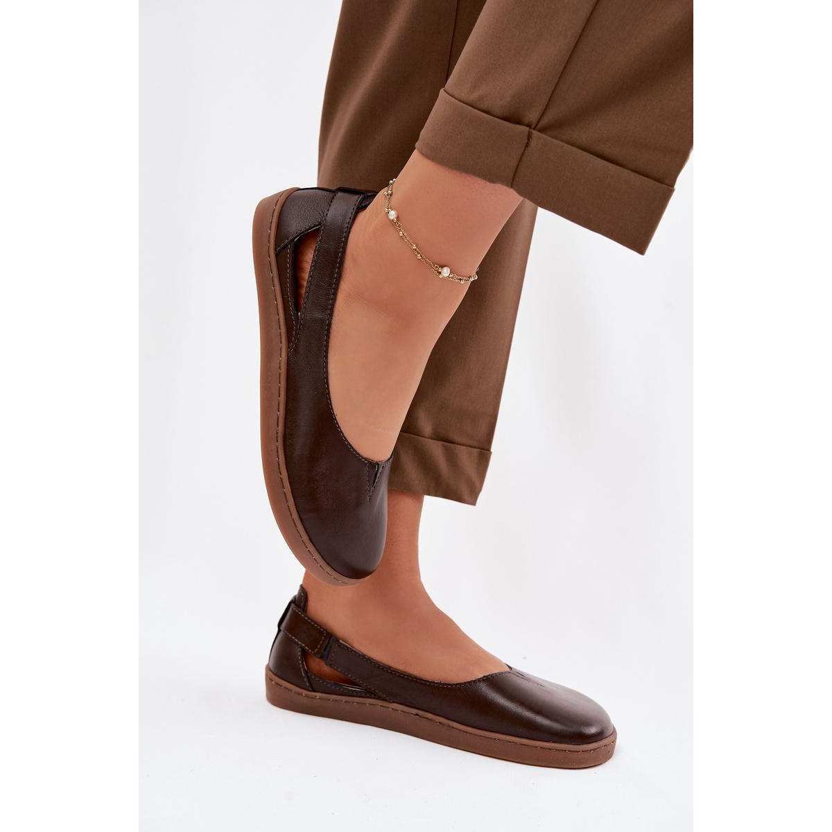 Kožené baleríny Barefoot Zazoo 10217 Čokoládové - Odtiene hnedej a béžovej