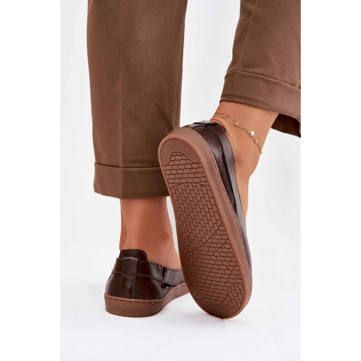 Kožené baleríny Barefoot Zazoo 10217 Čokoládové - Odtiene hnedej a béžovej