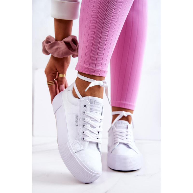Tenisky na platforme Lee Cooper LCW-22-31-0884L - Biela