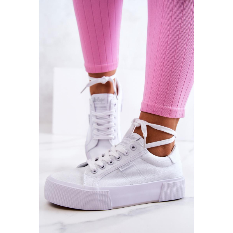 Tenisky na platforme Lee Cooper LCW-22-31-0884L - Biela