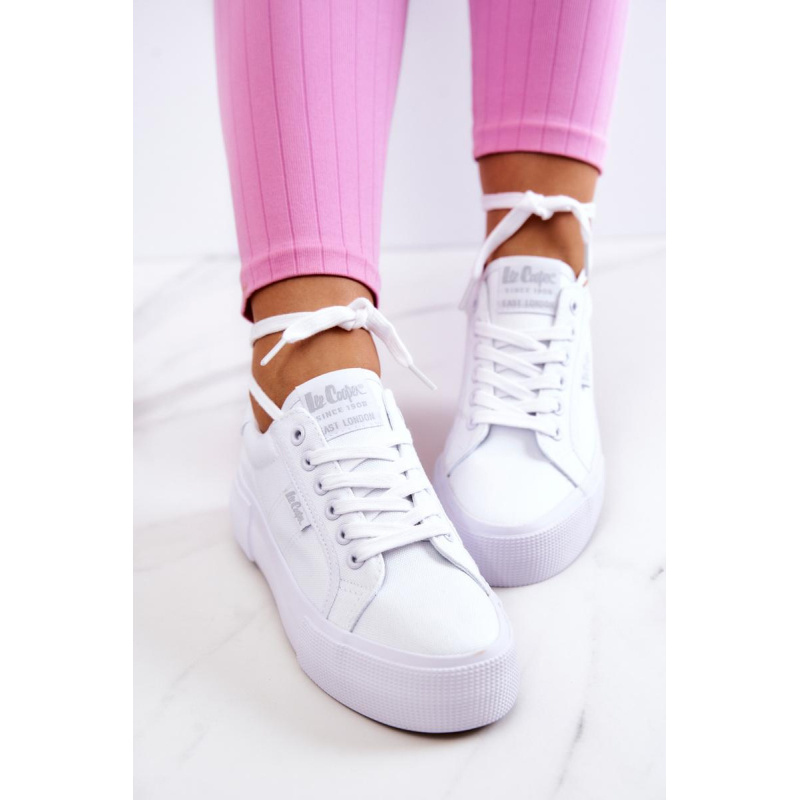 Tenisky na platforme Lee Cooper LCW-22-31-0884L - Biela