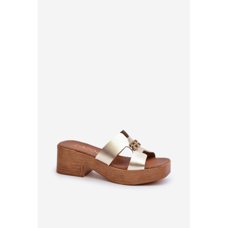 Zazoo 40412 Kožené Elegantné Dámske Žabky S Ozdobou Zlaté - Zlatá