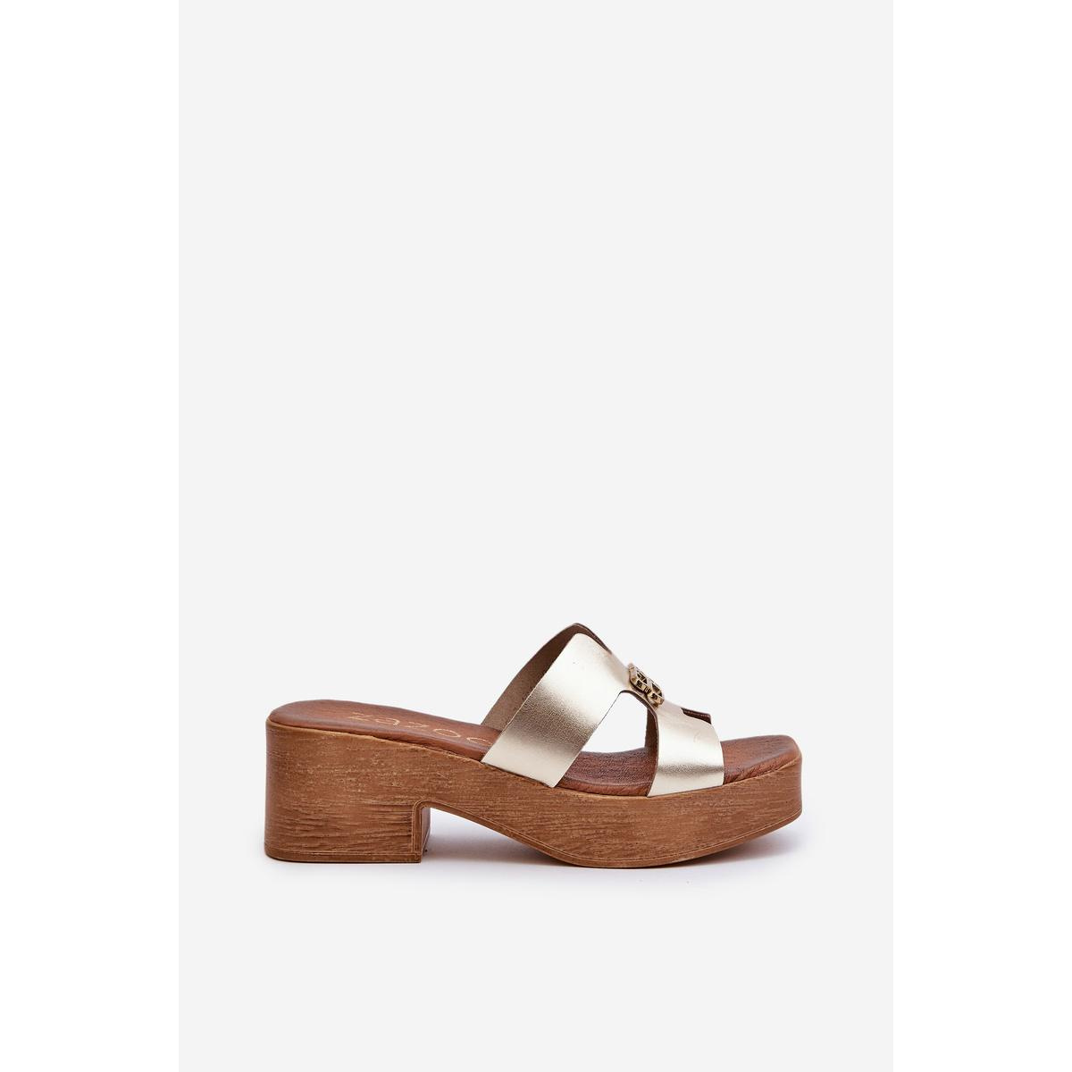Zazoo 40412 Kožené Elegantné Dámske Žabky S Ozdobou Zlaté - Zlatá