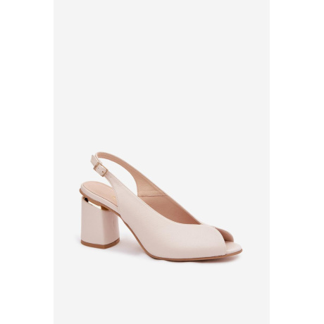 Elegantné dámske sandále na opätku Zazoo 1085 svetlo béžové