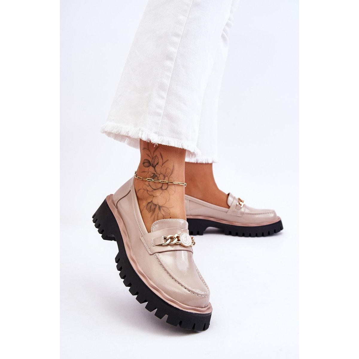 Maľované mokasíry na platforme Ronin Beige - Béžová